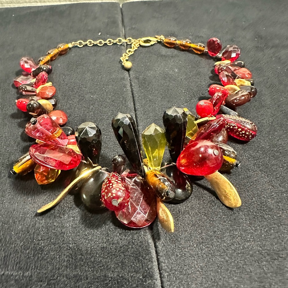 Chico’s Faceted Ruby Red Glass Statement Runway N… - image 5